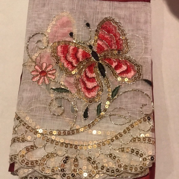 3PC Butterfly Sequin Embroidery Kitchen Curtain - Picture 1 of 3
